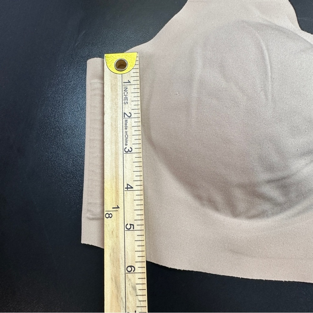 Honey Love Wireless Soft Form Bra Large Tan V Neck Smoothing Wide Strap Comfort - Picture 8 of 10